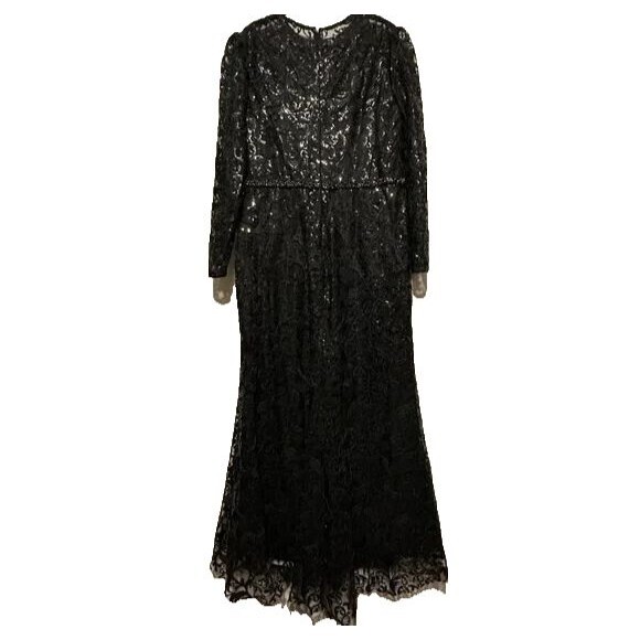 Mac Duggal Black‎ Embellished High Neck Gown Long Sleeve Dress SZ 18 $698 68011 - Picture 7 of 8